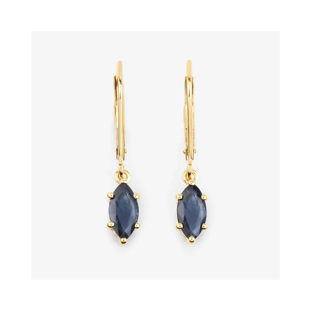 1.20 Ct Marquise Blue Sapphire Prong 10K Gold Dangle Earrings