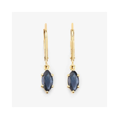 1.20 Ct Marquise Blue Sapphire Prong 10K Gold Dangle Earrings