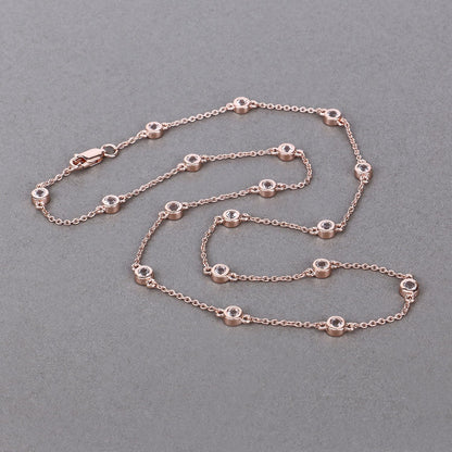 Round Peach Morganite 18K Rose Gold Plated Silver By The Yard Necklace