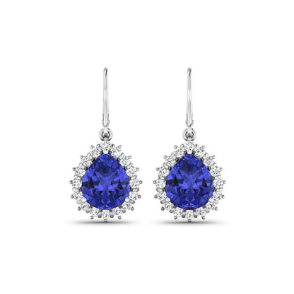 Genuine Tanzanite and Diamond Dangle Earrings