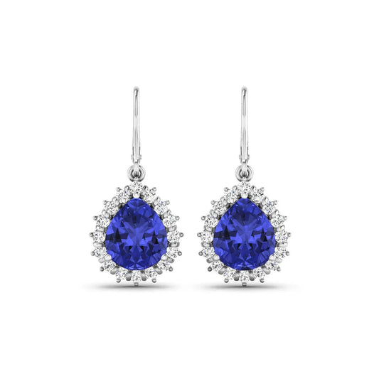 Genuine Tanzanite and Diamond Dangle Earrings
