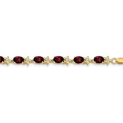 Genuine Red Garnet 14K Gold Floral Bracelet