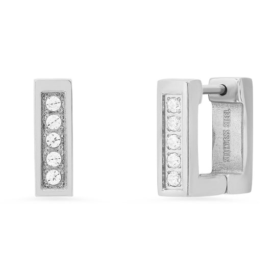 Square Huggie Earrings + Simulated Diamonds