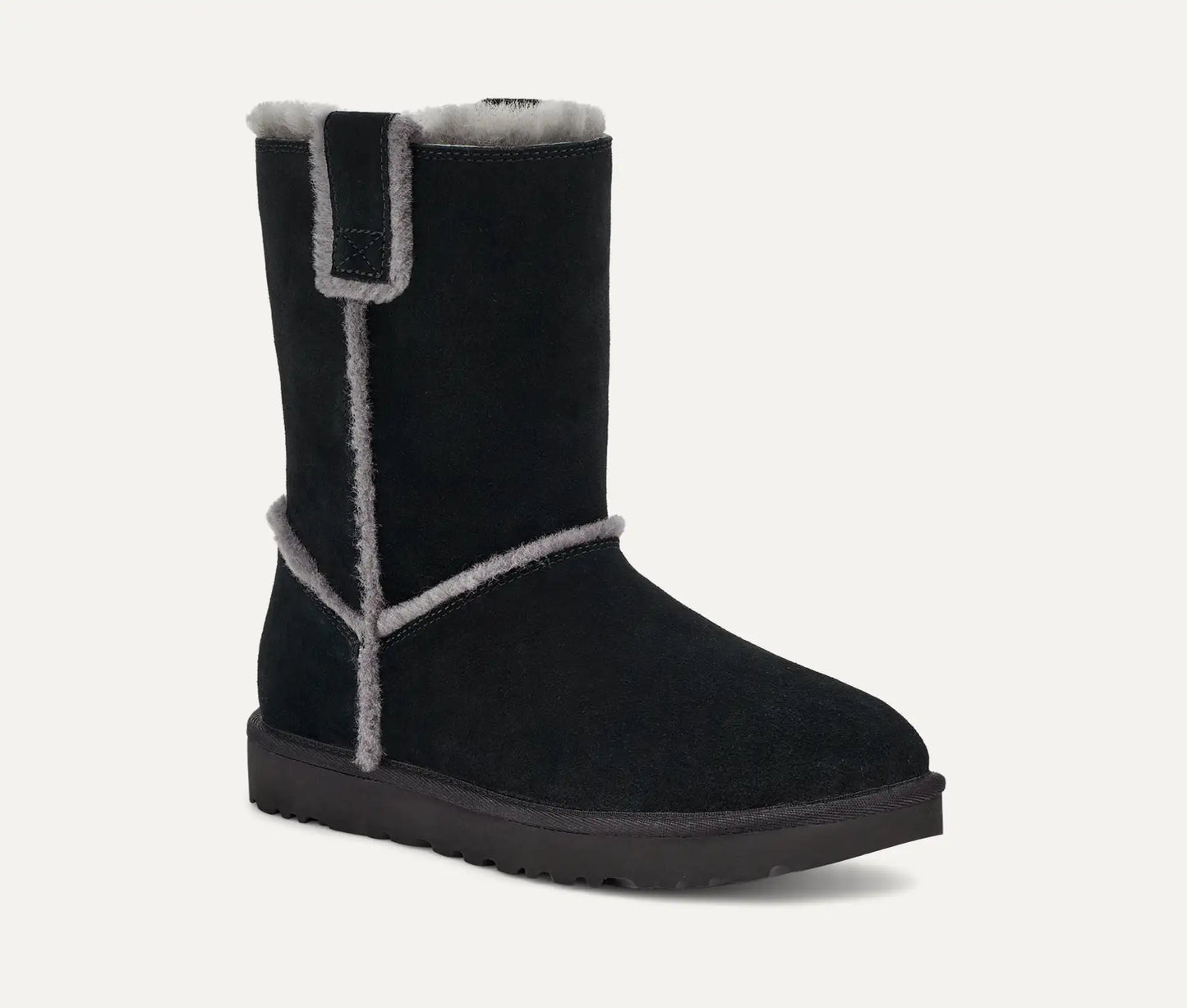 [1098078-blk] Womens Ugg Classic Short Spill Seam Boot 'black' - Black