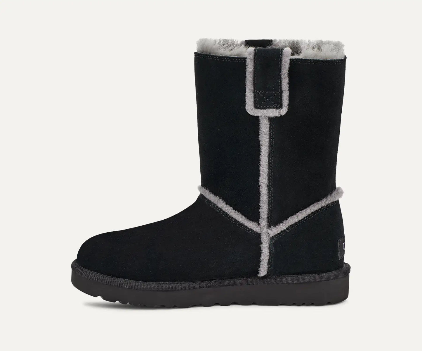 [1098078-blk] Womens Ugg Classic Short Spill Seam Boot 'black' - Black