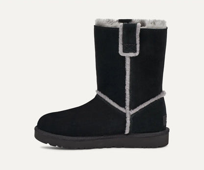 [1098078-blk] Womens Ugg Classic Short Spill Seam Boot 'black' - Black