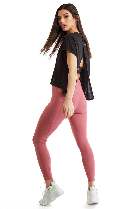 Turtle Bay New York Women's 7/8 Legging in Strong Compressed Double Knit Polyester Blend Fabric with side phone Pockets