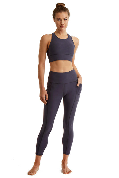 Turtle Bay New York Women's 7/8 Legging in Strong Compressed Double Knit Polyester Blend Fabric with side phone Pockets