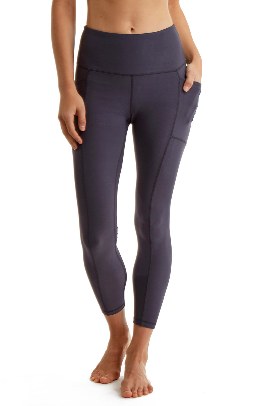 Turtle Bay New York Women's 7/8 Legging in Strong Compressed Double Knit Polyester Blend Fabric with side phone Pockets