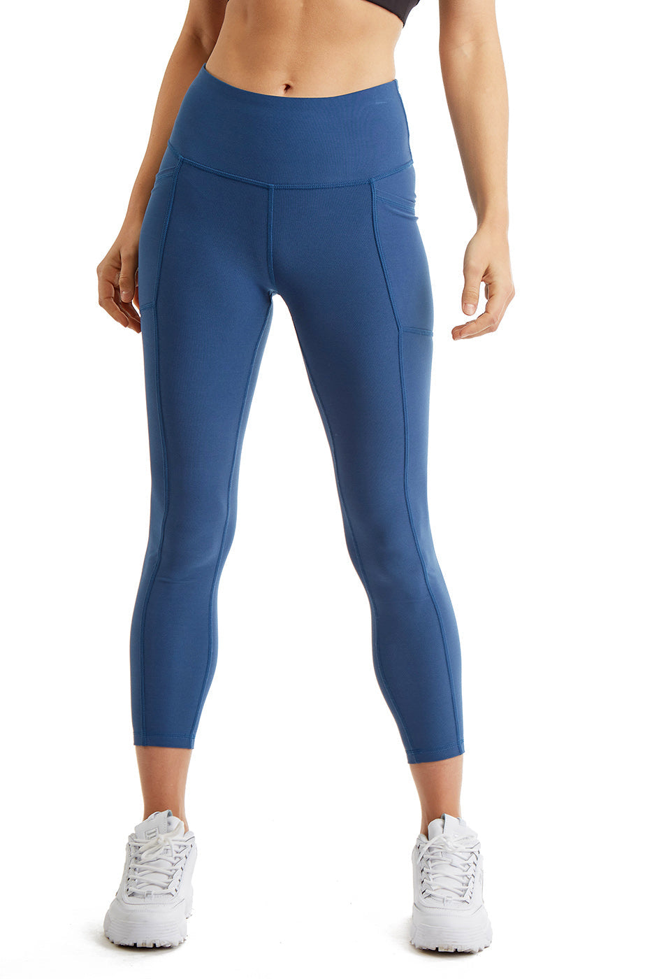 Turtle Bay New York Women's 7/8 Legging in Strong Compressed Double Knit Polyester Blend Fabric with side phone Pockets