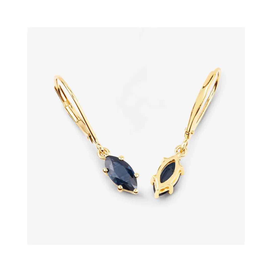1.20 Ct Marquise Blue Sapphire Prong 10K Gold Dangle Earrings