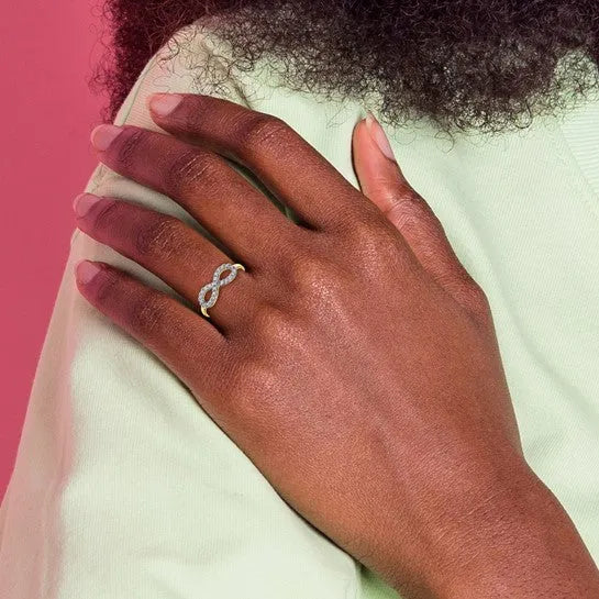 CZ 10k Yellow Gold Infinity Pave Ring