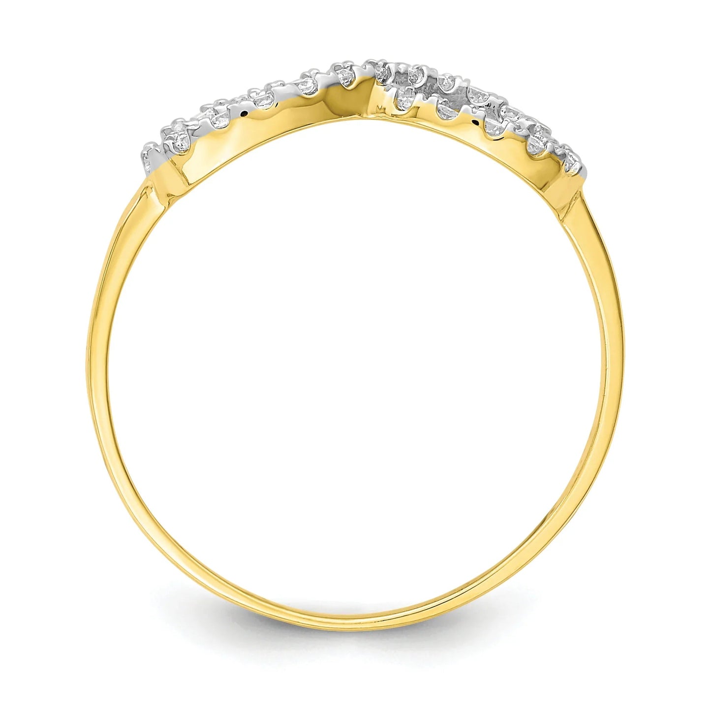 CZ 10k Yellow Gold Infinity Pave Ring
