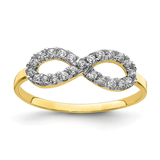 CZ 10k Yellow Gold Infinity Pave Ring