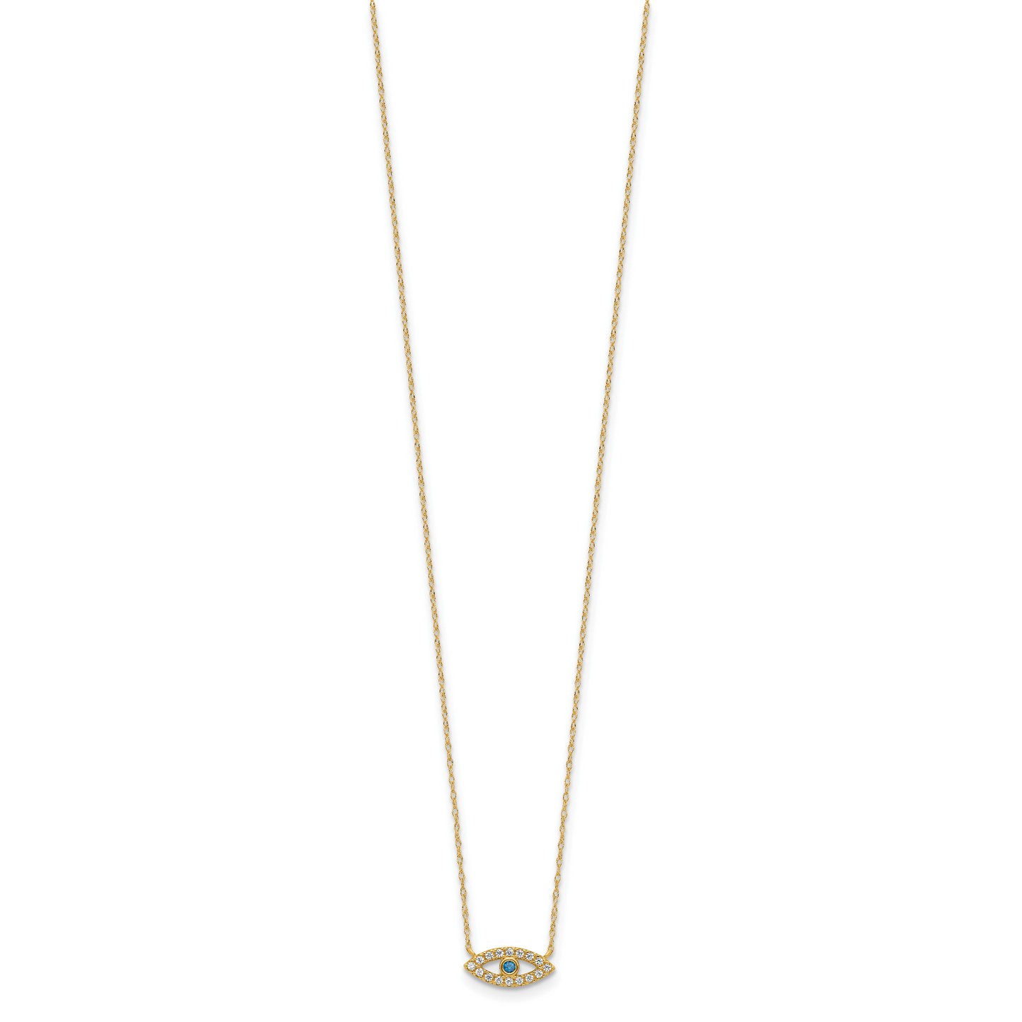10K Gold CZ Evil Eye Necklace