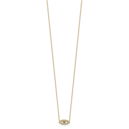 10K Gold CZ Evil Eye Necklace