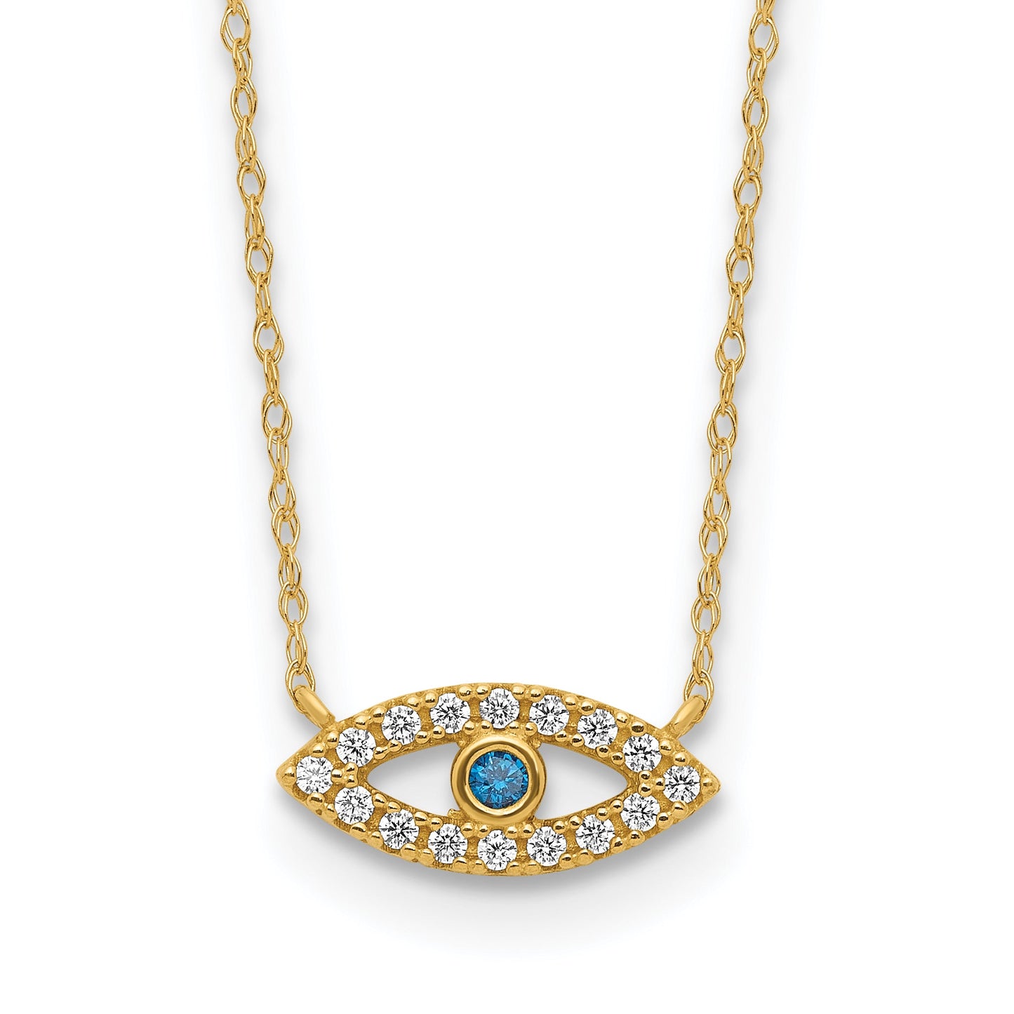 10K Gold CZ Evil Eye Necklace