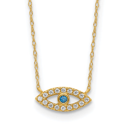 10K Gold CZ Evil Eye Necklace