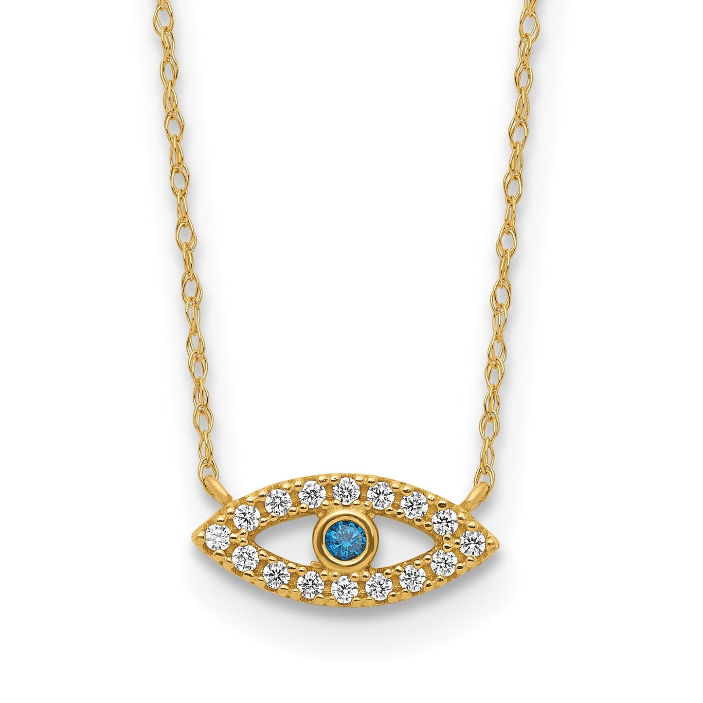 10K Gold CZ Evil Eye Necklace