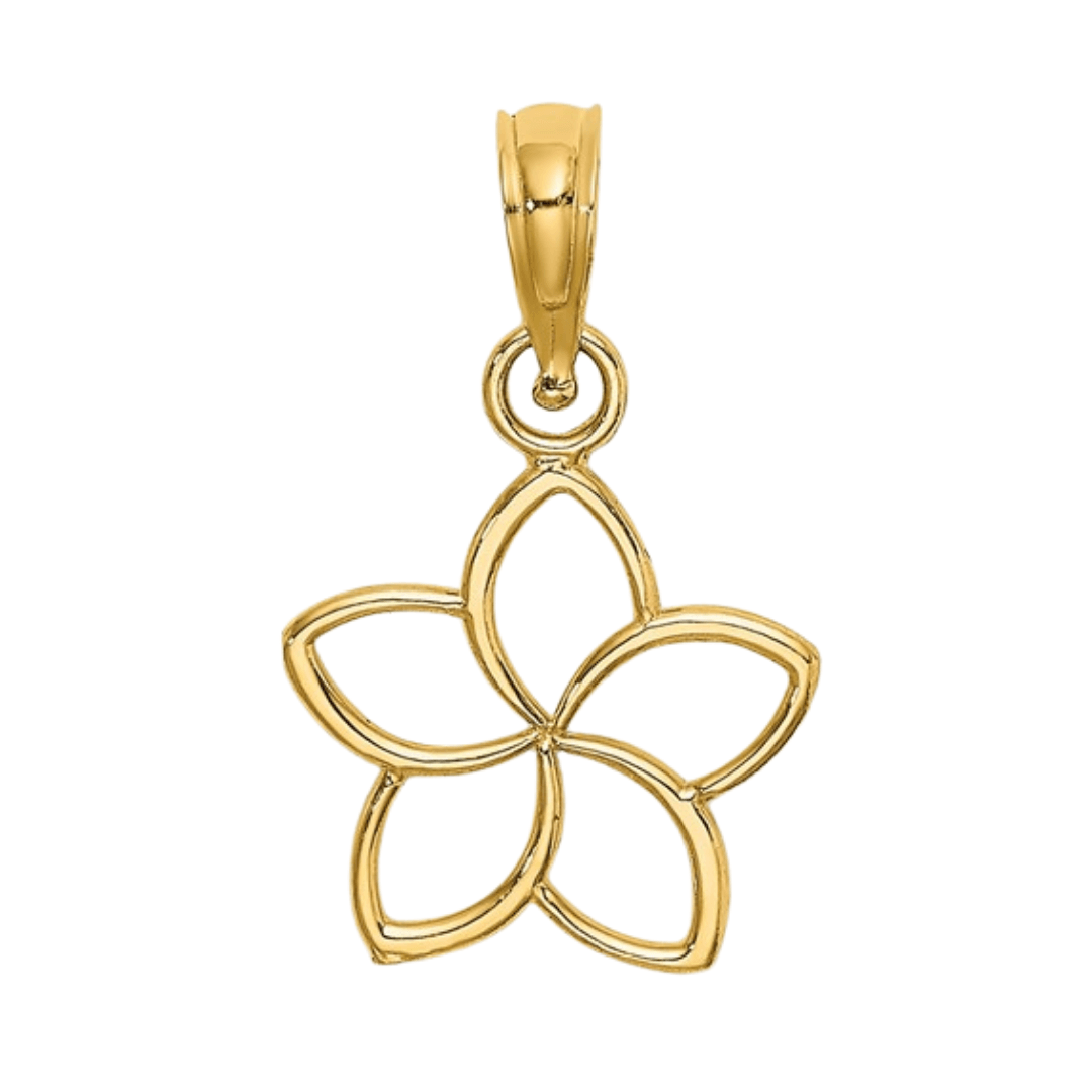 10k Gold Hawaiian Plumeria Flower Pendant