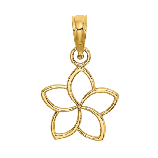 10k Gold Hawaiian Plumeria Flower Pendant