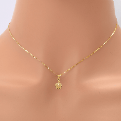 10K Gold Sea Turtle Charm Engraved Pendant