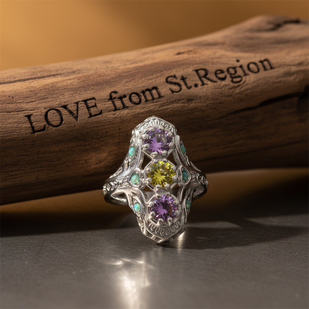 Pink & Yellow Crystal Cubic Zirconia-Accent Openwork Round-Cut Ring