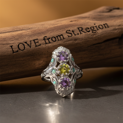 Pink & Yellow Crystal Cubic Zirconia-Accent Openwork Round-Cut Ring