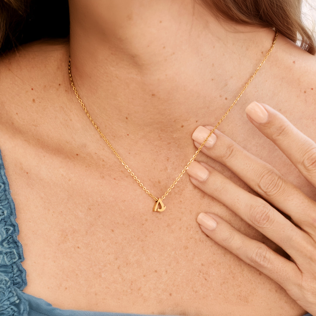 Mint & Lily Tiny Script Initial Necklace