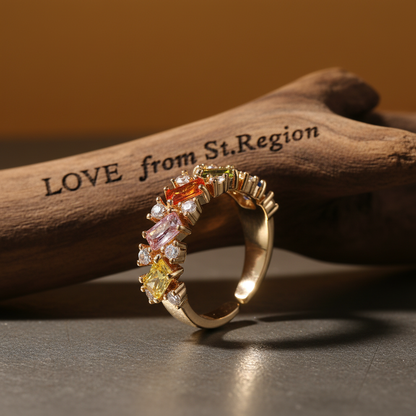 Yellow Crystal & Cubic Zirconia Goldtone Open Ring