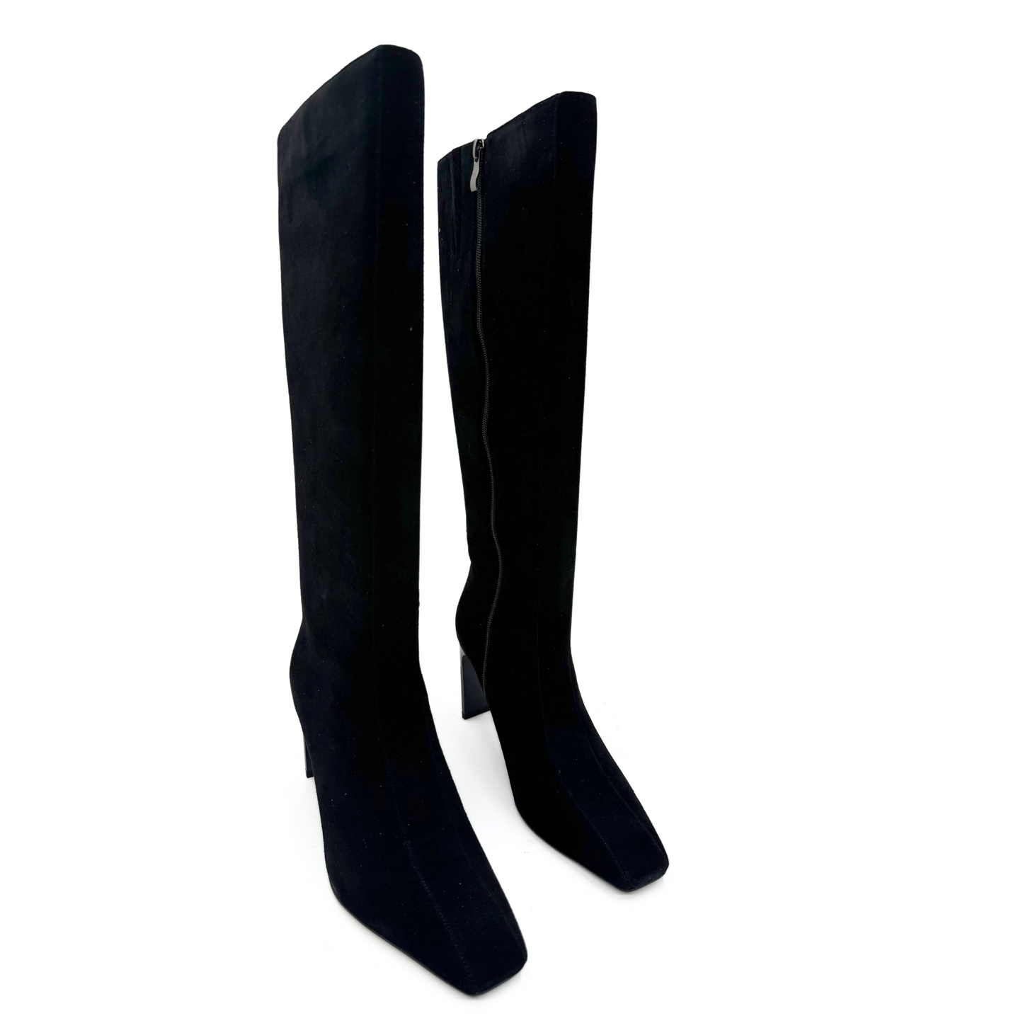 Mishel Suede Knee High Boots - Black