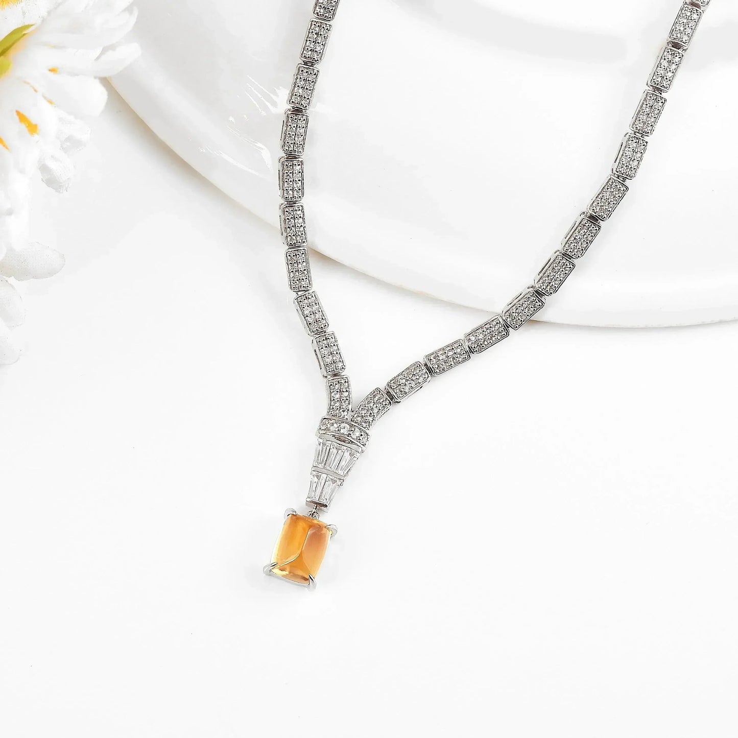 Natural Citrine Art Deco Necklace