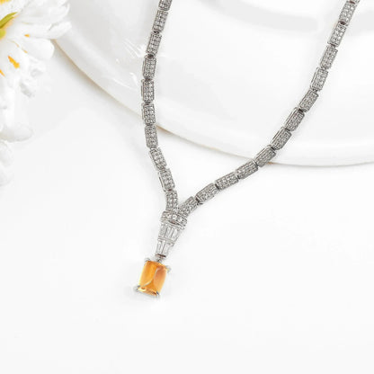 Natural Citrine Art Deco Necklace