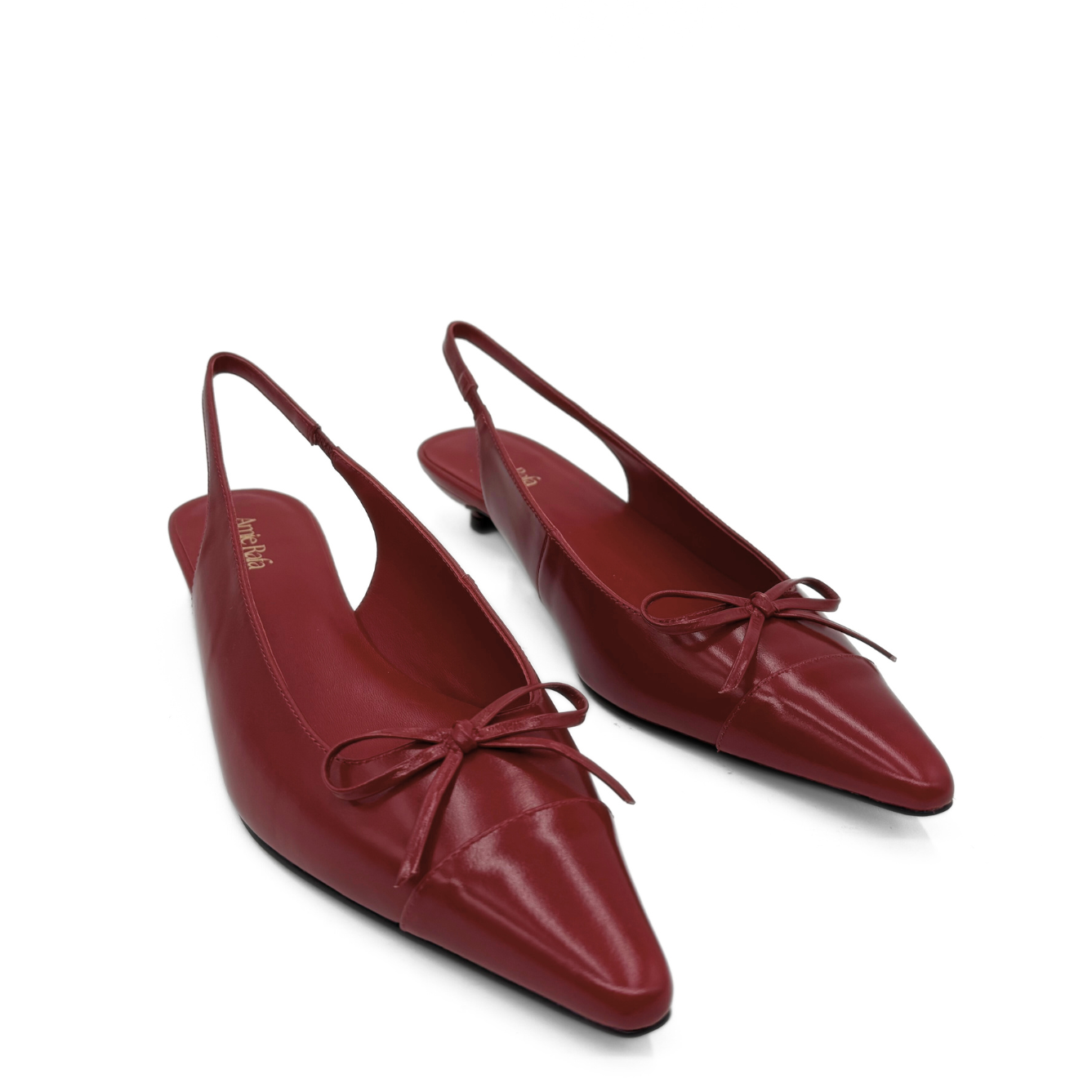 Montecito Slingback Kitten Heels - Burgundy
