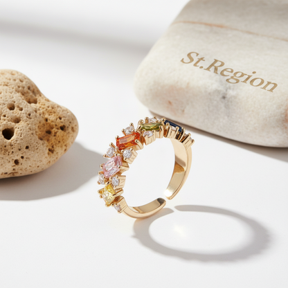 Yellow Crystal & Cubic Zirconia Goldtone Open Ring