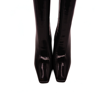Mishel Patent Leather Knee High Boots - Burgundy