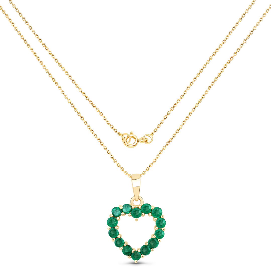 10K Yellow Gold Zambian Emerald Heart Necklace