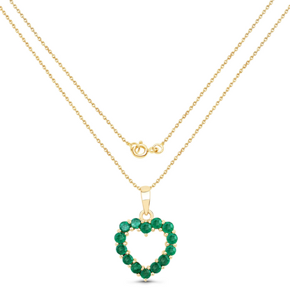 10K Yellow Gold Zambian Emerald Heart Necklace
