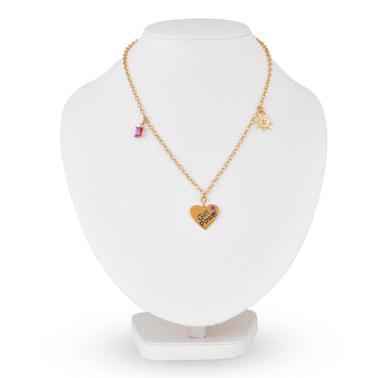 Heart Charm Necklace 18K Gold Over Silver