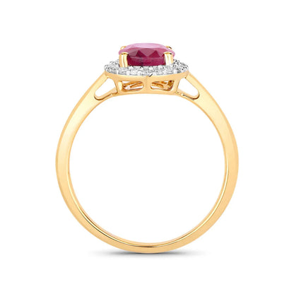 1.41 Ct Oval Pink Ruby Diamond Prong 10K Gold Halo Ring