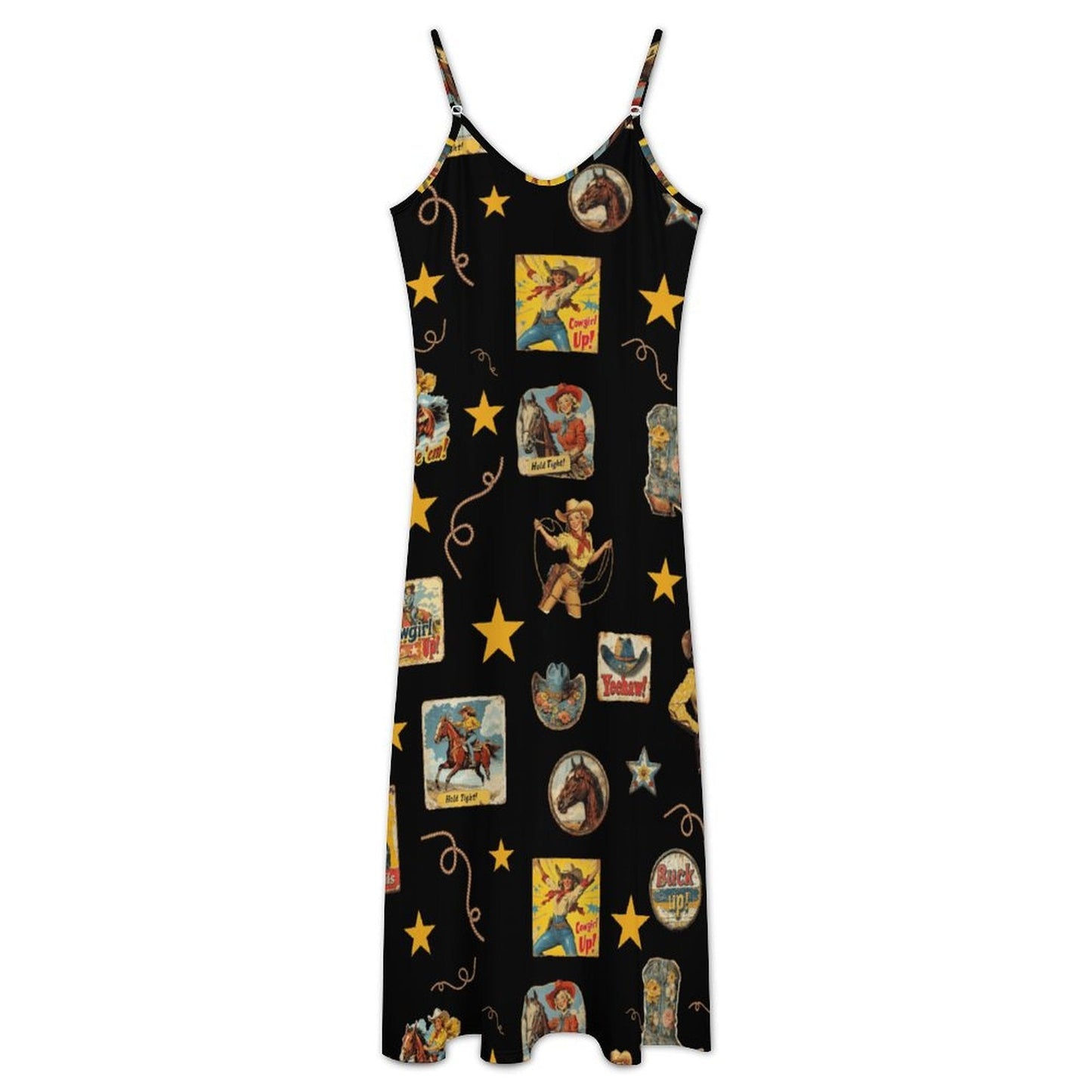 Baha Ranch Vintage Cowgirl Collage Western Sun Dress