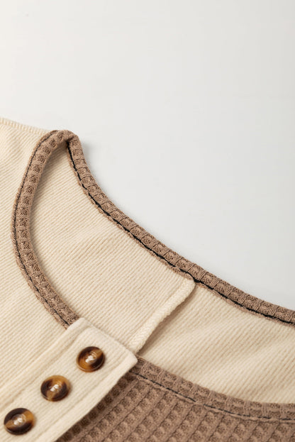 Threaded Pear Jaliyah Knit Stitch Detail Long Sleeve Top