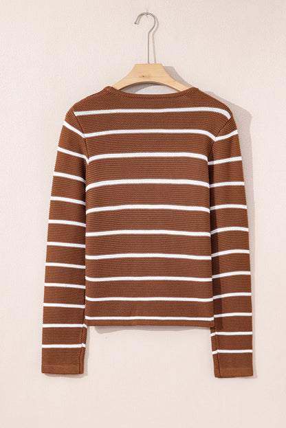 Threaded Pear Lilly Striped Knit Cardigan Sweater