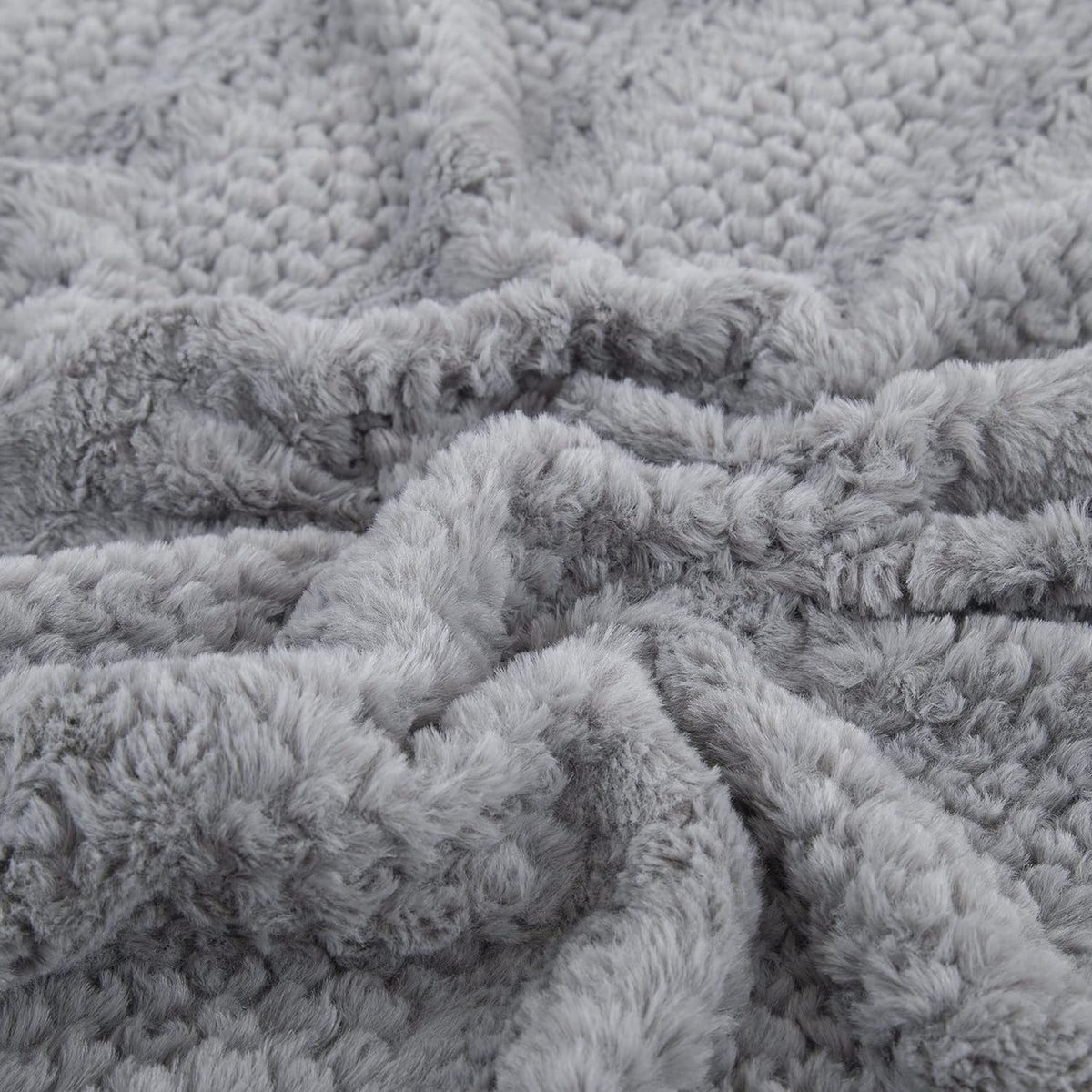Tache Dark Grey Faux Fur Throw Blanket Bubble Textured Striped Embossed (#11)