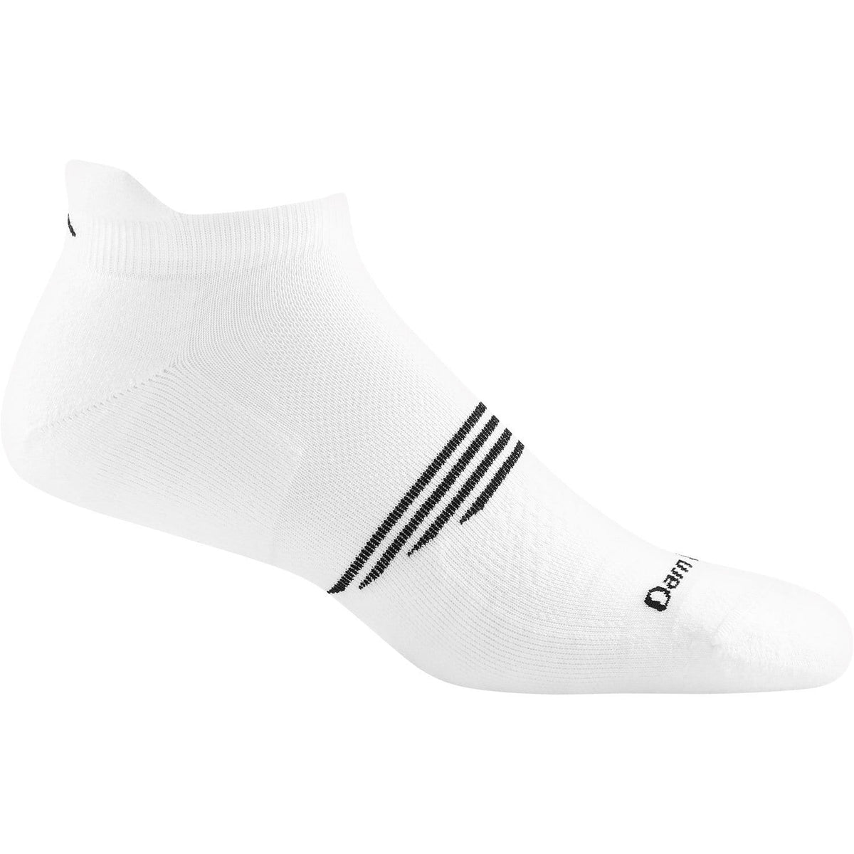 Darn Tough Element No Show Tab Lightweight Cushion Running Mens Socks — White