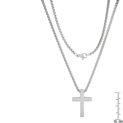 Stainless Steel Lord'S Prayer Small Square Cross Pendant