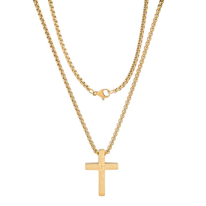 Stainless Steel Lord'S Prayer Small Square Cross Pendant