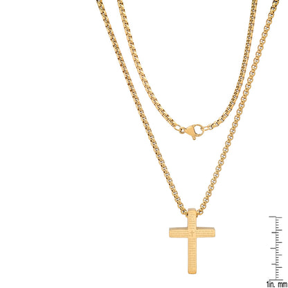 Stainless Steel Lord'S Prayer Small Square Cross Pendant