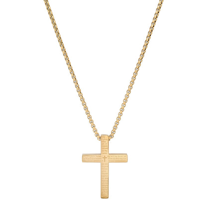 Stainless Steel Lord'S Prayer Square Cross Pendant