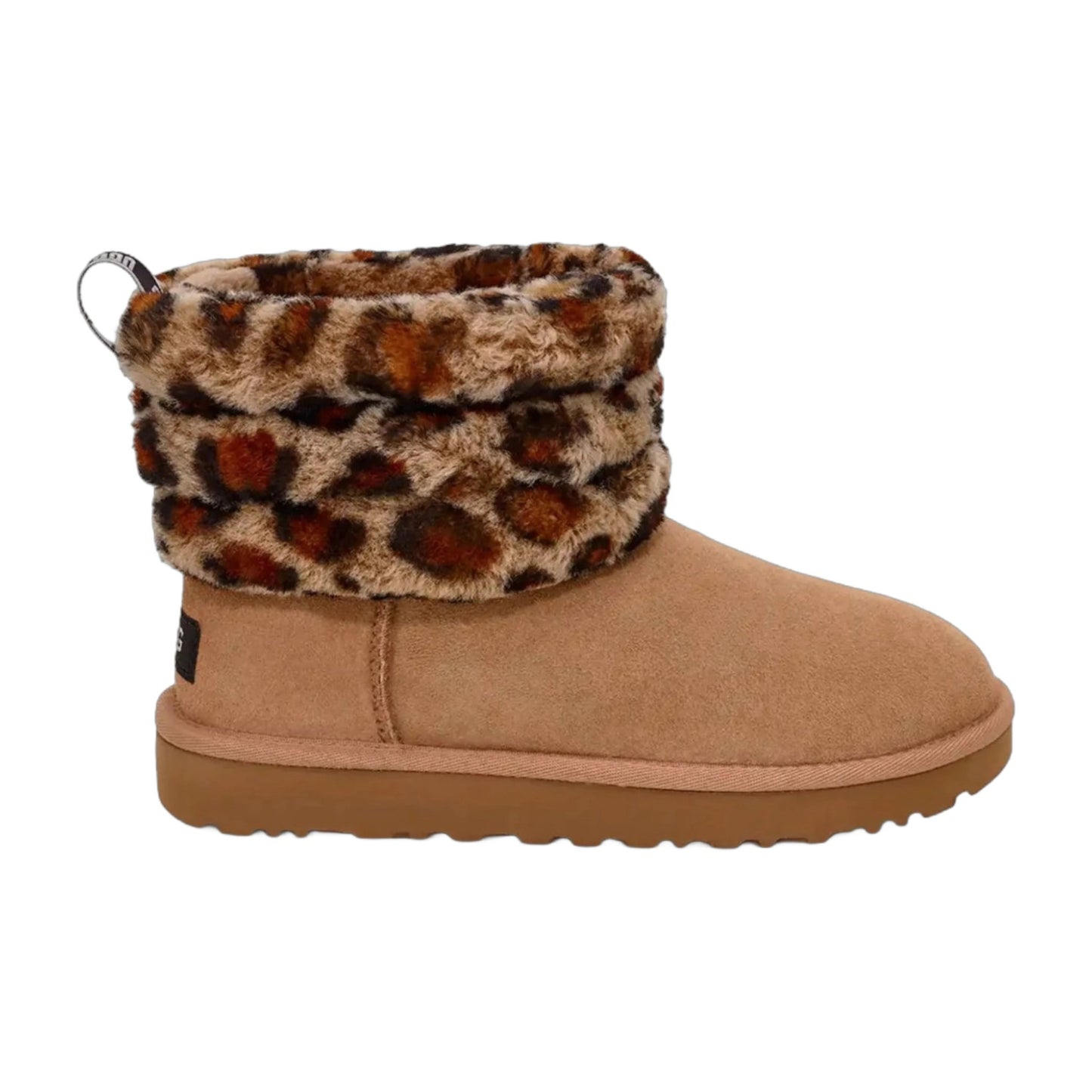 [1105358-amp] Womens Ugg Fluff Mini Quilted Leopard Fleece Lined 'leopard Print' - Leopard Print